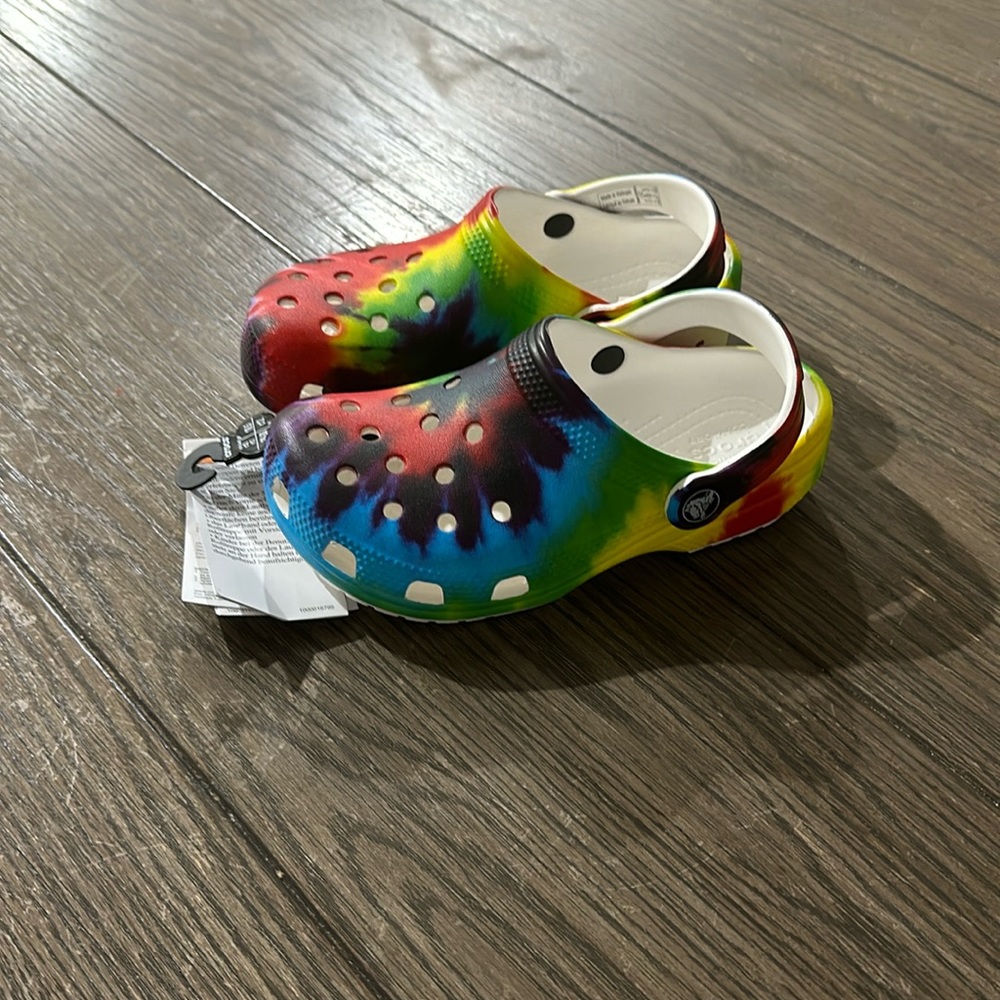 Tye Dye Crocs Toddlers size 12 with tag
